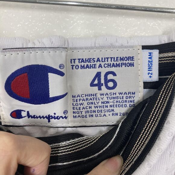 Vintage New Jersey Nets Shorts Mens 46 White Mesh NBA Basketball Champion 90s - Picture 13 of 16